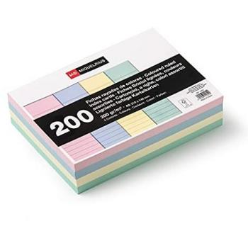 Fichas de Estudio Rayadas A5 (210x148mm) - Paquete de 200 Fichas en Colores Pastel, Papel Cartulina Offset 200 g/m²