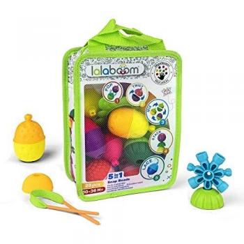 Lalaboom Cuentas educativas preescolares – Formas y Colores Montessori Juego de construcción y Juguete de Aprendizaje para bebés y niños de 10 Meses a 4 años – BL230, 28 Piezas, Multicolor