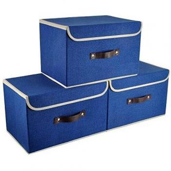 E-MANIS Cajas de almacenaje,Cajas de Almacenamiento con Tapas,Set de 3 Organizadores de Juguetes,Ropa y Libros para Dormitorios y Estanterías
