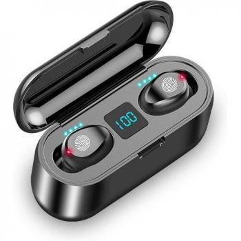 Auriculares Inalámbricos TWS Bluetooth 5.1 con Caja de Carga de 2200mAh, Estéreo 9D, Deportivos, Resistentes al Agua y Micrófono