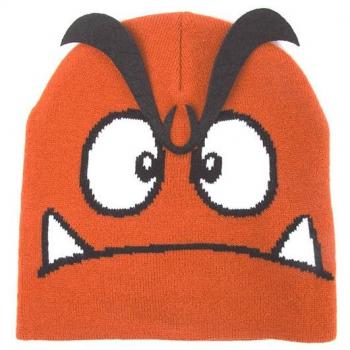 Nintendo Sombrero de Beanie Goomba 3D Eyebrows nuevo Oficial gamer marrón