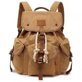 MissFox Unisexo Casual Lona Colegio Bolsas Espalda Mochila Caqui