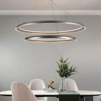 Lámpara Colgante LED 65W Diseño Moderno Color Gris Champagne 600x1070mm 3000K