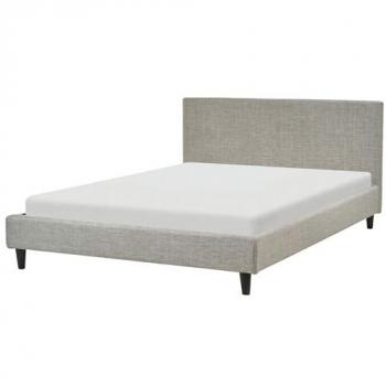 Cama tapizada en tela gris claro 140 x 200 cm con marco de listones estilo moderno Fitou