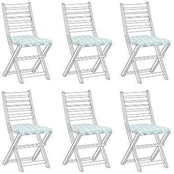 Conjunto de 6 Cojines Verde Menta Blanco 31 x 39 cm Asiento Cuerda Tolve