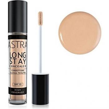 Astra Long Stay Concealer 2 Nude Corrector - Corrector de alta cobertura SPF 15, tono 002N Nude, 4.5 ml