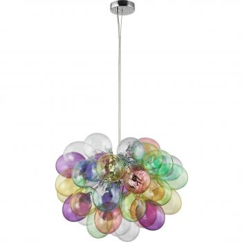 Lámpara colgante Diborah de Lucande, diseño moderno, fabricada en cristal coloreado, diámetro de 50 cm, utiliza bombillas G9, ideal para salón y comedor