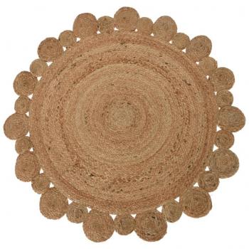 Alfombra de Yute 90 cm con Borde Floreado Color Natural