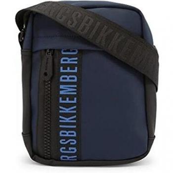 Bikkembergs Bandolera de hombre tejido engomado Gum Crossbody bag con cremallera frontal azul Bolso de hombre casual colección 2021