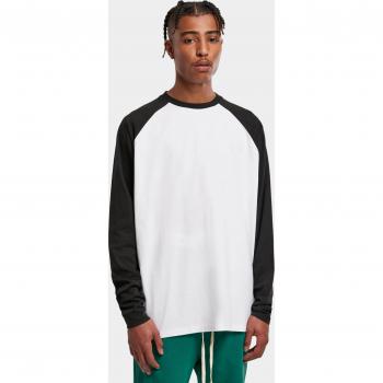 Organic Oversized Raglan Long Sleeve T-Shirt in White/Black