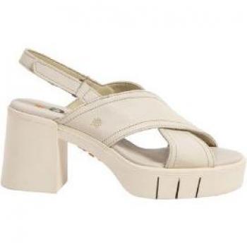 Sandalias de Piel 1990 Eivissa beige para mujer - Altura tacón 8 cm, color Cream