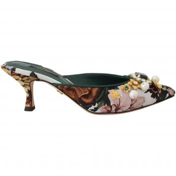 Dolce & Gabbana Multicolor Crystal Embellishment Slip On Sandals