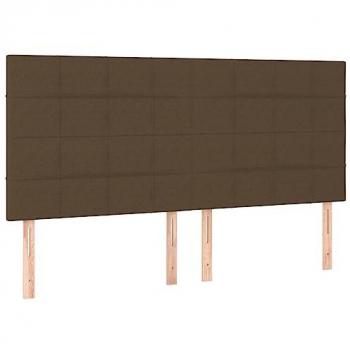 Cabecero con luces LED tela marrón oscuro 180x5x118/128 cm