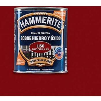 Hammerite Esmalte directo sobre hierro y óxido Liso Brillante Rojo Carruajes 2,5 L