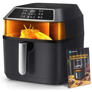 Freidora de Aire Aigostar Zane 8L sin Aceite, 1700W, Ventana de Visualización, 12 Menús Preprogramados