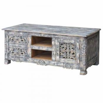 Mueble bajo de madera gris 120x45x50h cm estilo Artesanal WANDERLUST DECO