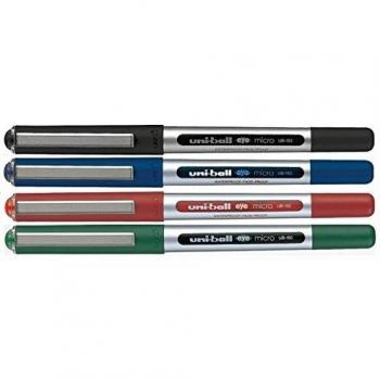 Uni-Ball UB-150 Tinta Líquida Bolígrafo - Fine 0.5mm Punta - Negro, Azul, Verde, Rojo - Paquete de 4