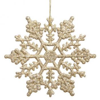 brlmall Pack de 24 plástico con purpurina adornos de copo de nieve Navidad 4 , plástico, champán, 4