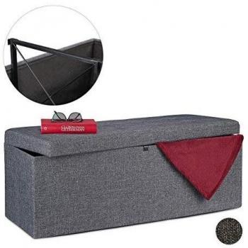 Baúl Puff Almacenamiento Plegable con Divisor, 120 L, Tela-DM, Gris Oscuro