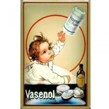 Los niños Vasenol de polvo diseño de escudo de Metal Tin Sign de chapa 20 x 30 cm