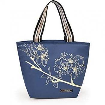 IRIS BARCELONA - Bolsa Portalimentos Termoinsulada Lunchbag Tote Botanic, Color Azul | Bolsa Porta Alimentos Termoinsulada Cierre Cremallera