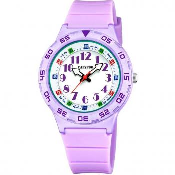 Reloj Infantil Calypso K5828/3 con Correa de Caucho Morado y Resistente al Agua