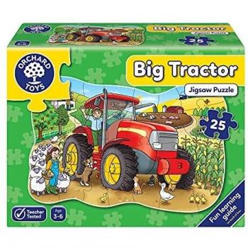 Puzzle de Suelo en Forma de Tractor Grande de Orchard, 25 Piezas, Temática Agrícola, Para Niños de 3 a 6 Años, Incluye Póster