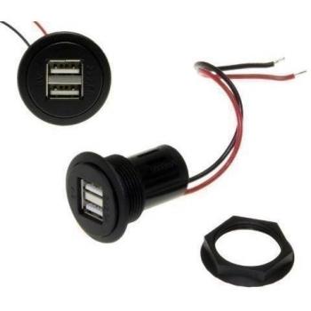 2 conectores para cable de alimentación KFZ Auto Doppel USB 5 V de 2,5 A, de 12 a 24 V