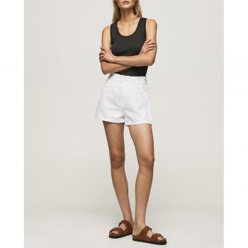 PEPE JEANS Reese Short Floral - Pantalón Corto de mujer, vaquero con cinturilla elástica en color blanco