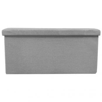 Puff Ottoman Rectangular Plegable de Tela 76x38x38cm con Gran Almacenaje y Estilo Otomano en Gris