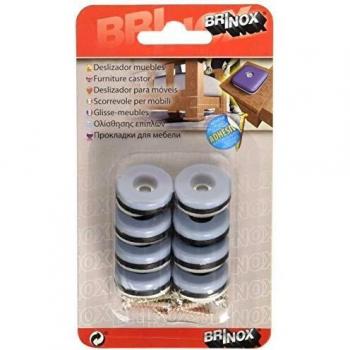 Brinox B77540G Deslizadores para Muebles, Gris, Diámetro 22 mm, Set de 8 Piezas
