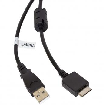vhbw Cable de Datos USB (Tipo A a Reproductor MP3) Cable de Carga Compatible con Sony Walkman BINWZ-A815, NW-A808 Reproductor MP3 - Negro, 150 cm