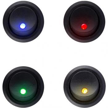 HOTSYSTEM Interruptor basculantes 12V STSP,con luz de LED,diseño ojo de gato para instalar vehiculo,barco ect,1 rojo + 1 azul + 1 verde +1 amarillo