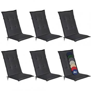 Set de 6 Cojines para Sillas Tumbonas con Respaldo Alto 120x50x6 cm Gris Grafito - Beautissu