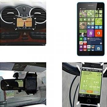 soporte para coche y para mesa etc. para Microsoft Lumia 535 Dual SIM, negro araña. montaje de la salida aire, espejo retrovisor, bicicletas, etc. Trípode - K-S-Trade