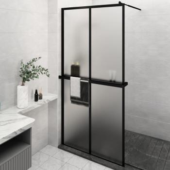 Mampara de ducha con estante de vidrio ESG y aluminio negro 118x190cm vidaXL