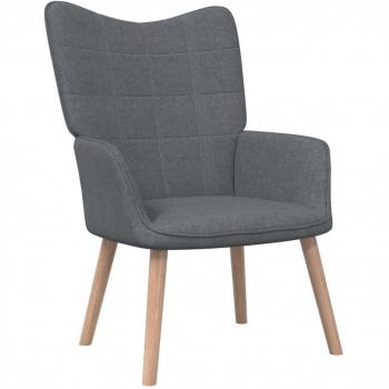 Sillón relax gris oscuro en tela con estructura de madera, tapizado en tejido suave y resistente, mecanismo reclinable para mayor comodidad, reposabrazos acolchados y diseño moderno