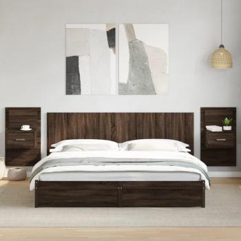 Cabecero cama con mesitas de madera de ingeniería en color marrón roble, tamaño 200 cm, marca vidaXL