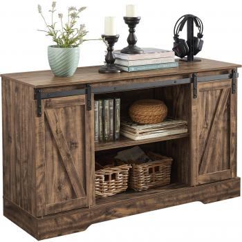 Aparador SoBuy FSB60-N con puertas correderas, diseño de granero, compartimento abierto, armario de almacenamiento para comedor, salón y cocina, dimensiones 120 x 40 x 70 cm