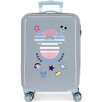 Disney Maleta de Cabina Rígida Mickey Denim 55cm Gris, Capacidad 34L