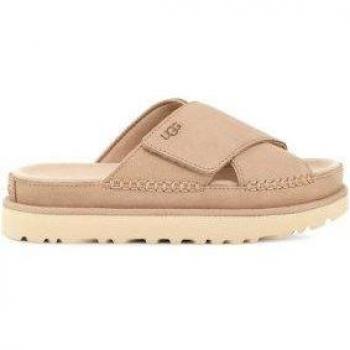 UGG Women's Goldenstar Cross Suede Slide Sandals in Beige
