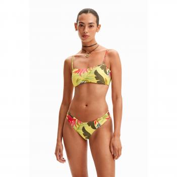 Top bikini bandeau tropical Palms amarillo M Desigual