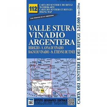 Mapa excursionista 1:25.000 Valle Stura, Vinadio - Argentera con refugios - IGC