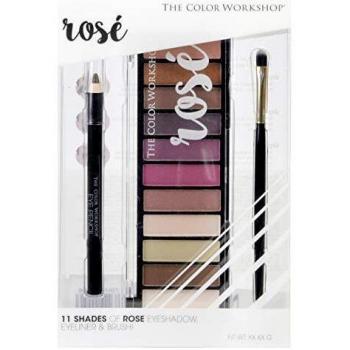 Rose Eyeshadow Palette - The Color Workshop - Paleta de Sombras de Ojos - 11 Tonos Suaves y Cálidos, con Pincel de Sombra de Ojos y Lápiz de Ojos