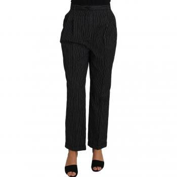 Dolce & Gabbana Black Pin Striped Cropped Straight Dress Pants - IT46 | L