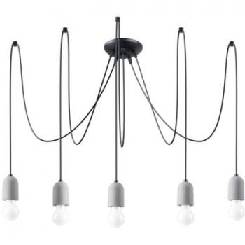 Lámpara de araña Sollux Neso 5 - lámpara con 5 fuentes de luz E27, bombillas no incluidas, diseño moderno minimalista, ideal para salón y dormitorio, dimensiones 100x100x190cm