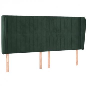 Cabecero con Orejas de Terciopelo Verde Oscuro 163x23x118/128cm