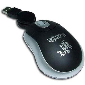 SATYCON Raton USB Optico Rueda Scroll RETRACTIL Negro 500