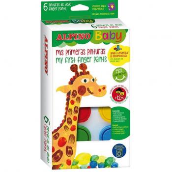Set de Pintura para Dedos Alpino Baby, Colores Surtidos, Pack de 6