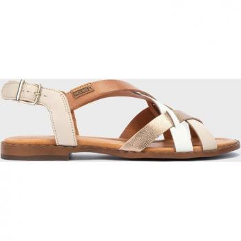 Sandalias planas de piel con hebilla para mujer
